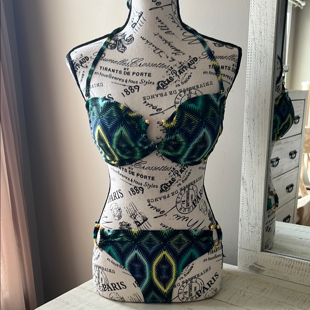 Laundry By Shelli Segal Green and Blue Bikini
